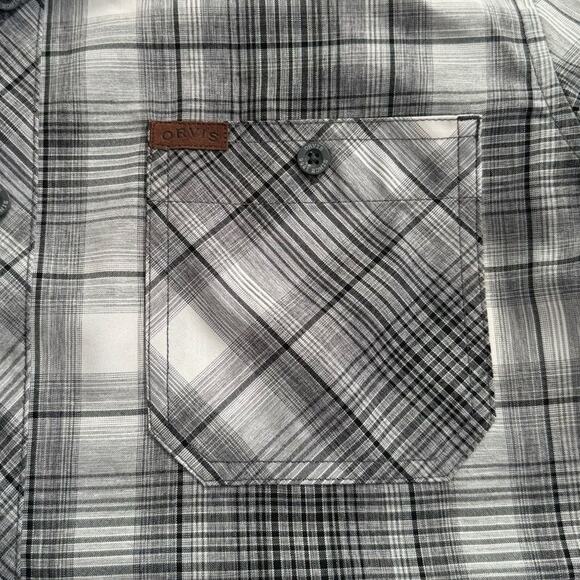 Orvis Men's Plaid Short Sleeve Button Down Shirt Black White Size Medium - Picture 3 of 5